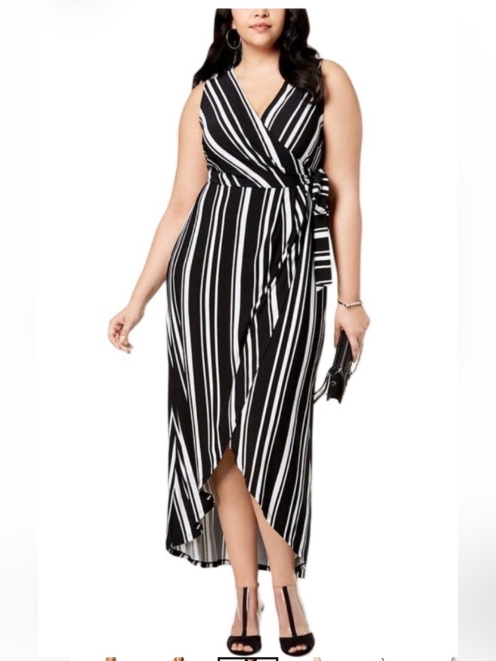 INC Striped Maxi Dress in Black & White